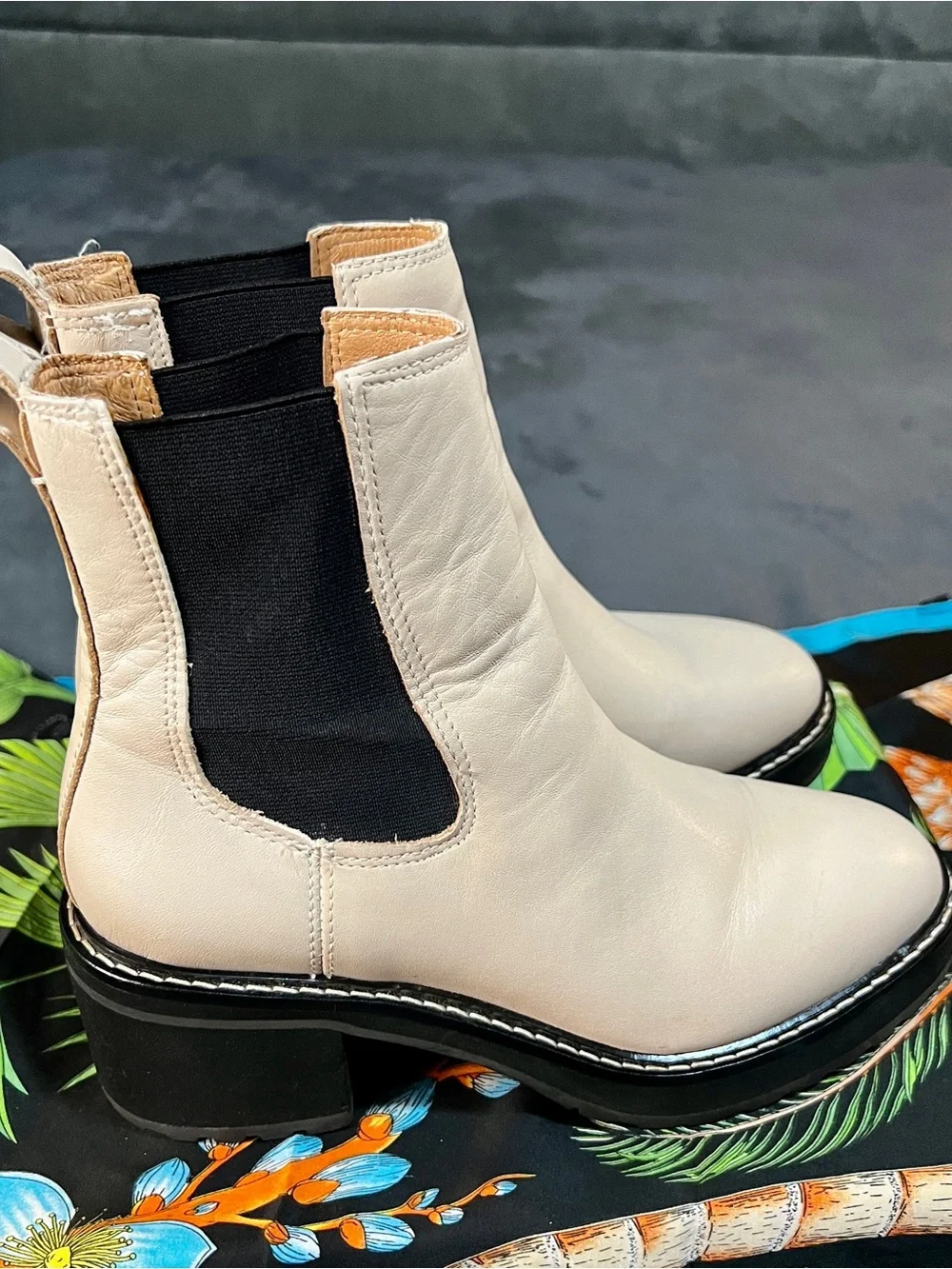 Madewell Carina Platform Leather Chelsea‎ Boots Harvest Moon Cream 7